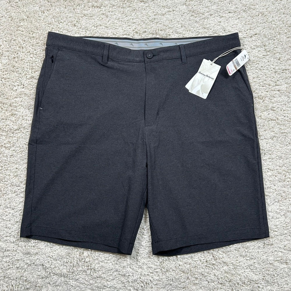 Tommy Bahama Chip Shot Shorts 42 Long 11" Inseam Black Performance Stretch New